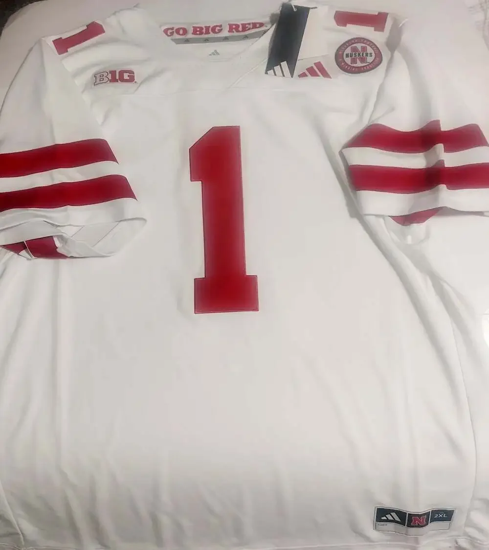 adidas Nebraska Cornhuskers Mens 2XL White Premier Away Football Jersey NCAA GBR